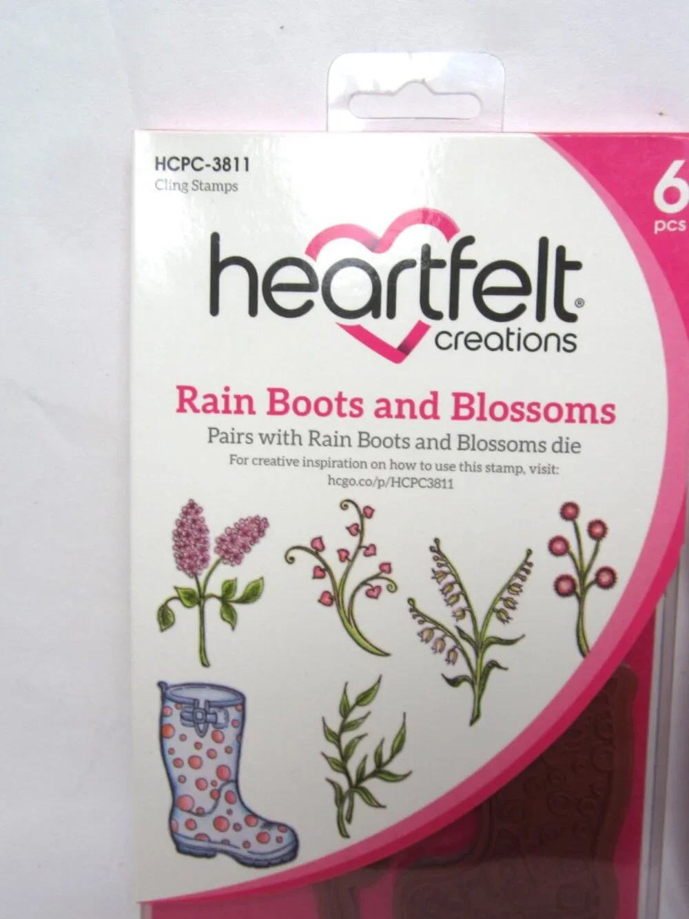 Heartfelt Creations Rain Boots and Blossoms Cling Stamps & Craft Dies NEW